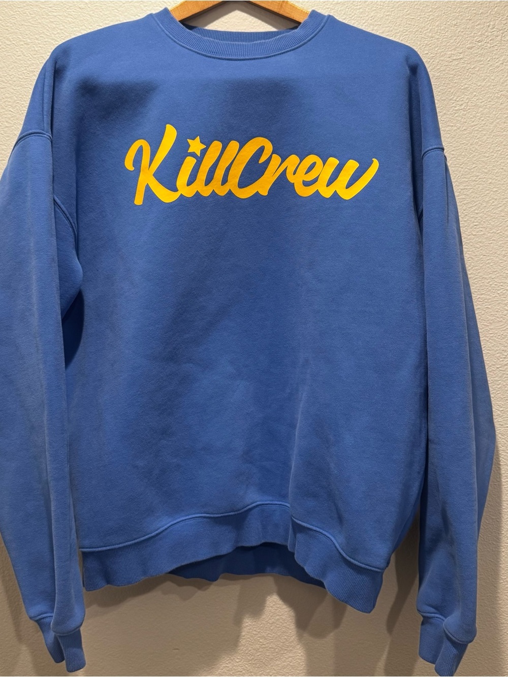 Kill Crew Blue Sweatshirt with Yellow Script